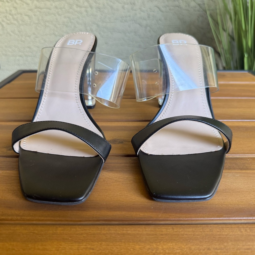 BP Black and Clear Women's Heeled Sandals